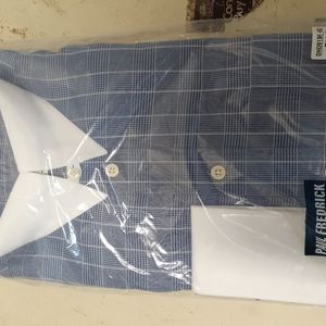 Men custom fit blue dress shirt by Paul Fredrick